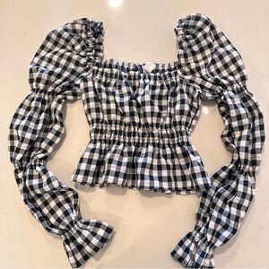 Y2K Gingham Long Sleeve Crop Size XS